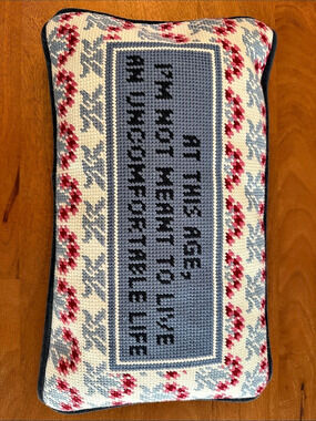 Furbish Studio Uncomfortable Needlepoint Pillow Gray & Red